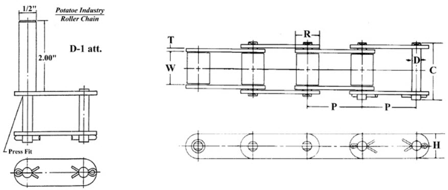 Chain Ca550 With Pin D 1 Every 2 Links Pli X 10ft Plica550d1e2 Power Link